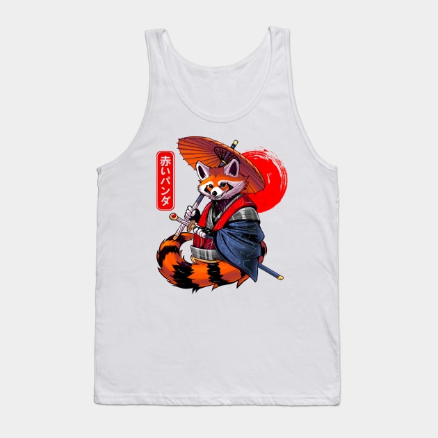 Red Panda Samurai Tank Top by Meca-artwork